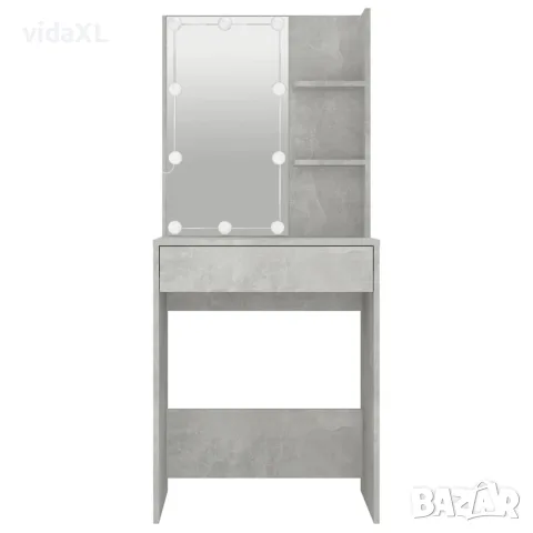 vidaXL Тоалетка с LED, бетонно сива, 60x40x140 см, снимка 5 - Тоалетки - 56147795