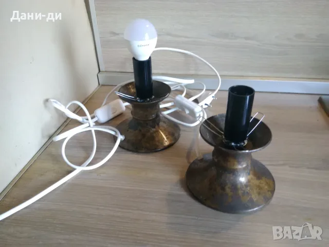 Нощни настолни лампи, чифт две от месинг (бронз), снимка 5 - Настолни лампи - 55706028