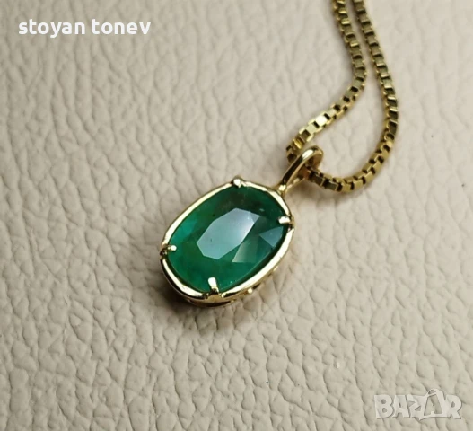 Медальон с турмалин в 14кт златен обков! Нов! Сертификат!, снимка 6 - Колиета, медальони, синджири - 46938955