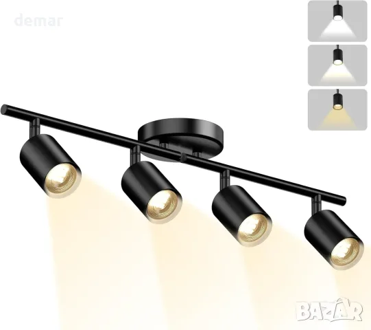 Таванен LED спот Lightbiz с 4 въртящи глави и 4 крушки GU10