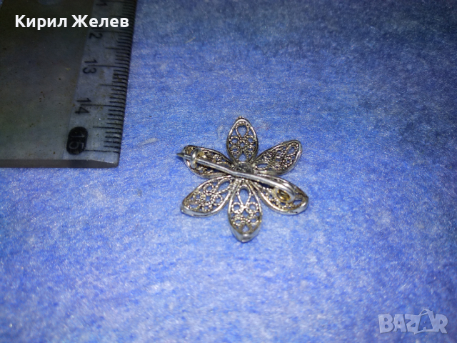 СТАРА ФЛОРАЛНА ФИЛИГРАННА СРЕБЪРНА БРОШКА ЦВЕТЕ СРЕБРО 925 ФИНА РЪЧНА МАЙСТОРСКА ИЗРАБОТКА 43305, снимка 12 - Антикварни и старинни предмети - 44664209