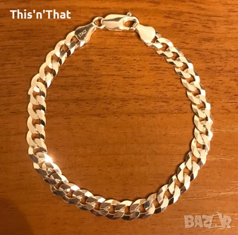 Mennica Bydgoska  Мъжка гривна, Сребро 925, 19 см, Сребро, снимка 2 - Гривни - 52710495