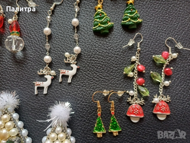 Коледни обеци и брошки, снимка 2 - Обеци - 52017567