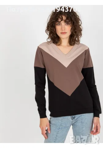 Дамска блуза в бежов и черен цвят 8452.40P