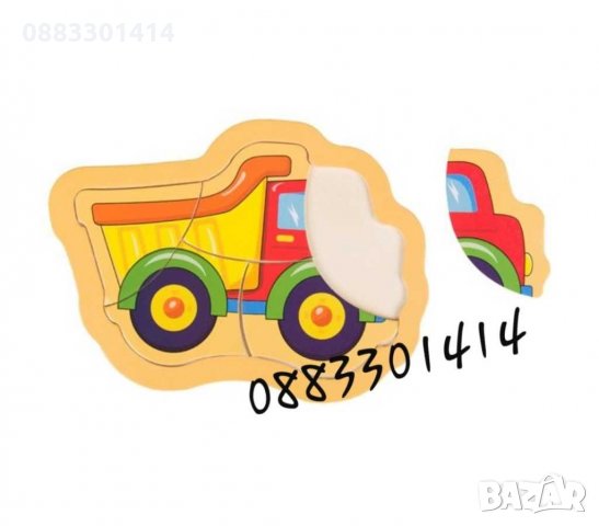 Дървен пъзел самолет, камион, динозавър, куче и котка , снимка 2 - Образователни игри - 30766889