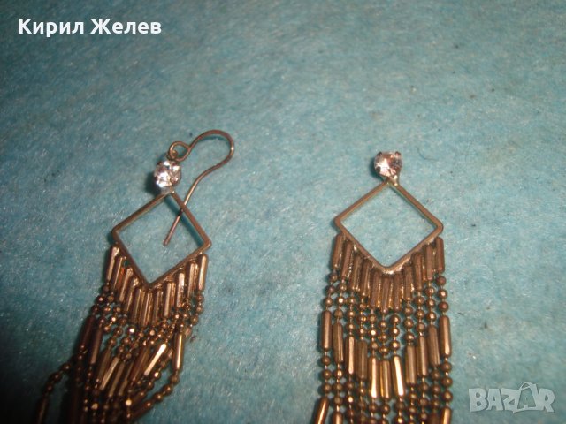 ВИНТИДЖ ЗЛАТИСТИ ОБЕЦИ с КРИСТАЛЧЕТА АРТ ВИСУЛКИ 75891, снимка 4 - Обеци - 35353046