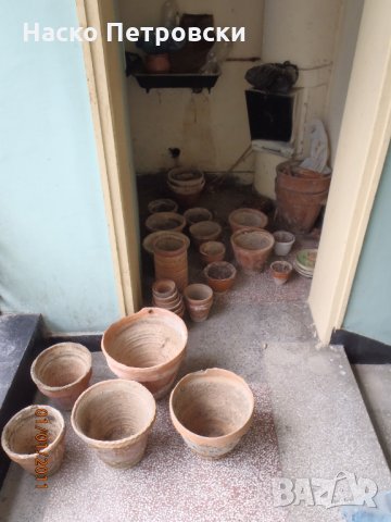Ретро Керамични саксии за растения всякакви размери, употребявани и чисто нови; поставки за саксии 