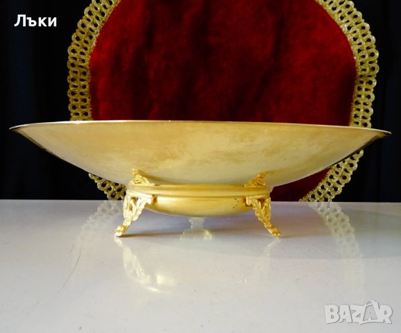 Позлатена фруктиера 24k Gold,етикет,Art Nouveau. , снимка 2 - Антикварни и старинни предмети - 52900098