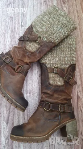 Намалена цена! Кожени топли ботуши, като нови, снимка 2 - Дамски ботуши - 49177364