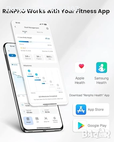 Интелигентна везна за анализ на телесния състав RENPHO Elis 1 ‎26M-B, снимка 3 - Други - 53378150