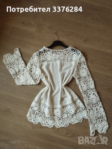 Дамска елегантна бяла блуза с дантелен ръкав , снимка 2 - Блузи с дълъг ръкав и пуловери - 39864030