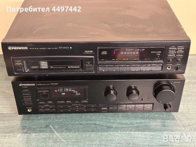 Винтидж Аудио Система PIONEER: Ресивър SX-339 & 6-Дисков Чейнджър PD-M503, снимка 2 - Аудиосистеми - 54169441