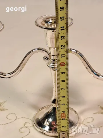 посребрен свещник тройка   23/2, снимка 3 - Декорация за дома - 49309269