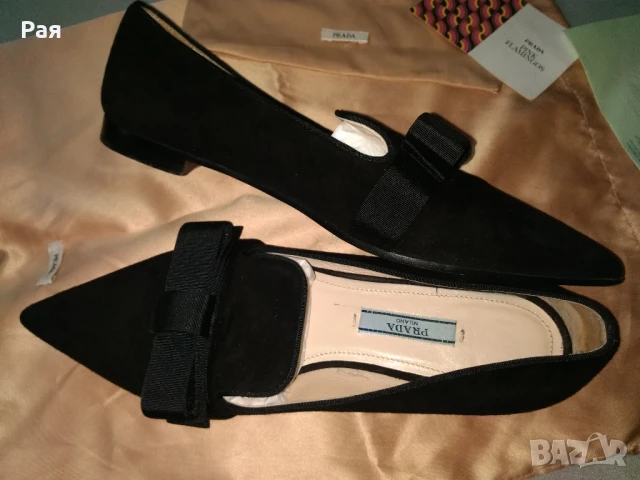 Дамски елегантни оригинални обувки Prada Women's Black Loafer 100 % кожа, снимка 1