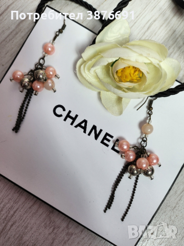 Луксозни обеци розови , снимка 4 - Обеци - 44747535