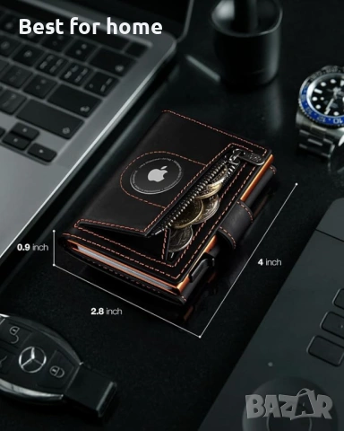 Портфейл AirTag от естествена кожа с RFID блокиране, снимка 6 - Портфейли, портмонета - 53932815