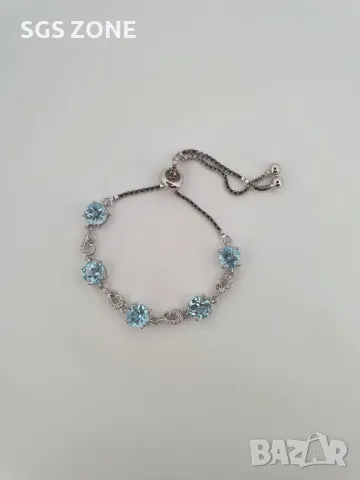 Сребърна Гривна с Топаз и Перидоти, снимка 5 - Гривни - 49795132