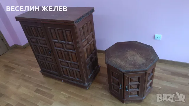 Уникално ретро осмоъгълно шкафче от масивно дърво – за освежаване или реставрация, снимка 6 - Шкафове - 56062116