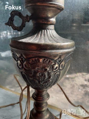 Стара месингова настолна нощна лампа, снимка 2 - Антикварни и старинни предмети - 40658025