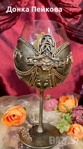 Ръчна изработка чаша за вино, снимка 3 - Чаши - 49301433