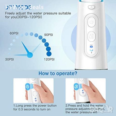 Нов Безкабелен Орален Ирригатор - 360° Въртене, IPX7, Голям Капацитет, снимка 4 - Други - 42775453