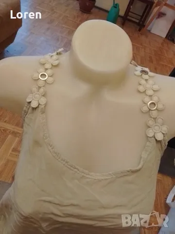 Потниче с цветя презрамки в светло сив цвят, снимка 2 - Потници - 48162593