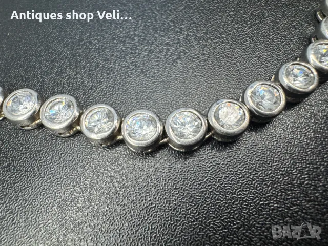 Сребърно колие с циркони №6281 , снимка 4 - Колиета, медальони, синджири - 48516874