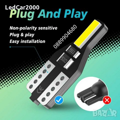 Лед крушки LED T10 бели white (12v.), снимка 5 - Аксесоари и консумативи - 29974839