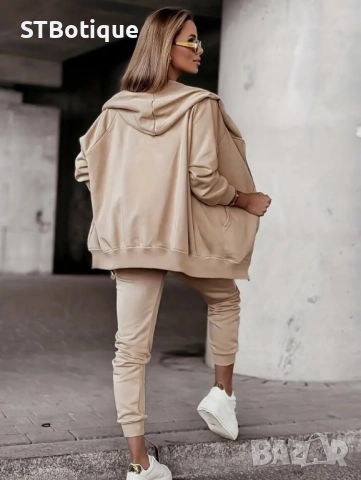🌸 STBoutique – Дамски Стилен Бежов Комплект със Суитшърт и Панталони 🌸, снимка 6 - Комплекти - 52012552