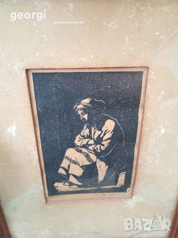  '' Майка " картина на художника партизанин Стефан Куцаров туш върху картон, снимка 9 - Картини - 51565578