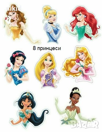 8 Принцеси горна част картонени топери клечки за декорация на мъфини кексчета и торта парти, снимка 2 - Други - 37437793