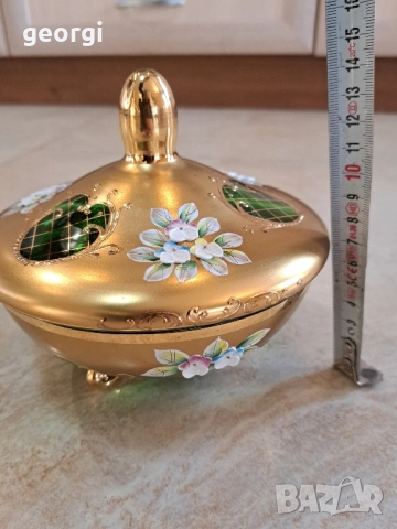Bohemia бонбониера с позлата , снимка 5 - Антикварни и старинни предмети - 52599236