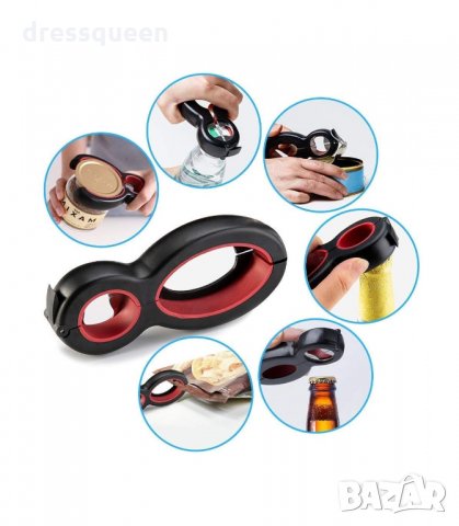 2858 Мултифункционална отварачка 6 в 1 от TPR каучук