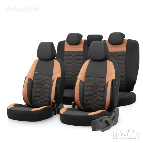 Тапицерия  OTOM Elegance – Черно със Кафяво , Текстил, пълен комплект, снимка 1