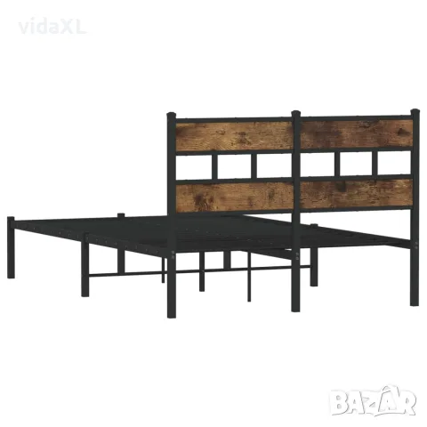 vidaXL Метална рамка за легло, без матрак, опушен дъб, 120x200 см, снимка 6 - Спални и легла - 56147487
