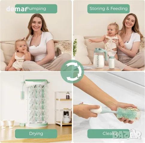 momcozy Стойка за сушене на бебешки шишета, максимум 18 шишета, разглобяема, снимка 7 - Прибори, съдове, шишета и биберони - 50266559