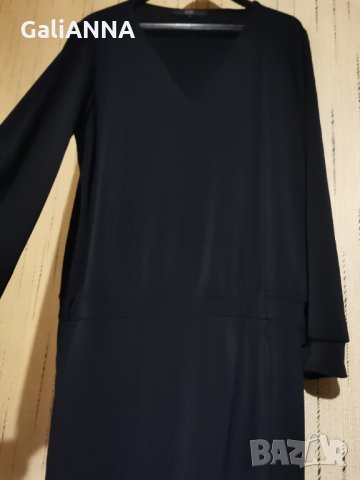ЕЛЕГАНТНА РОКЛЯ ТЪМНОСИНЯ ЛИКРА РАЗМЕР2 XL, снимка 4 - Рокли - 35533348