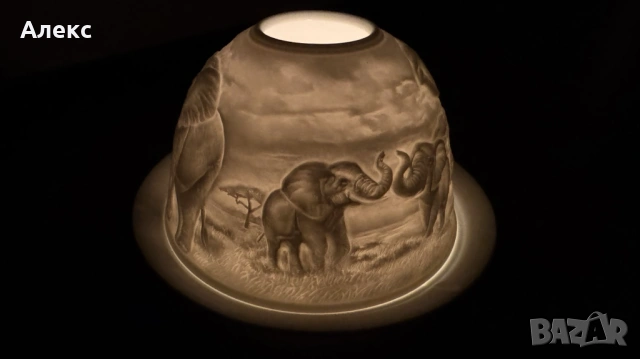 Разкошен чаен свещник, слончета–Фин порцелан! , снимка 5 - Антикварни и старинни предмети - 53057264