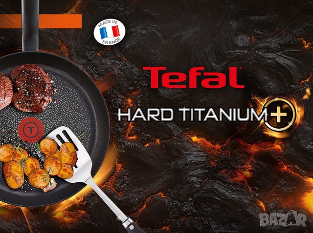 Тиган Tefal Hard Titanium Plus, 28 см, индукция, алуминий, черен, снимка 6 - Съдове за готвене - 39959556