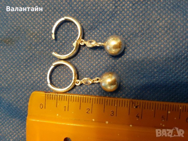 Сребърно колие и обеци топчета , снимка 5 - Бижутерийни комплекти - 29923285