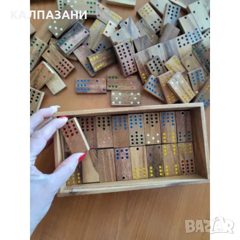 Голямо дървено домино с 91 части, класическа луксозна игра за деца и възрастни B110, снимка 6 - Игри и пъзели - 50217909