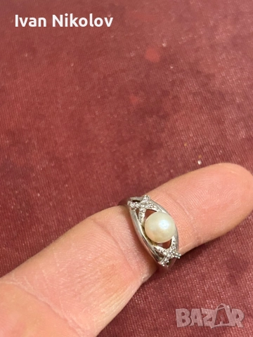 Дамски сребърен марко пръстен с естествена перла Maty, снимка 3 - Пръстени - 52886720