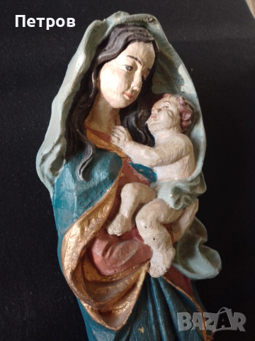 Богородица с младенеца дърворезба 40/11 см, снимка 2 - Декорация за дома - 52942203