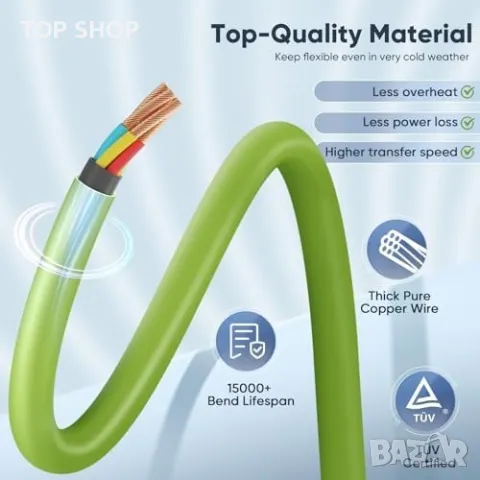 Нов Бързо Зареждащ Кабел Type 2 за Електромобили 7.2KW - 5м, снимка 5 - Друга електроника - 49426170