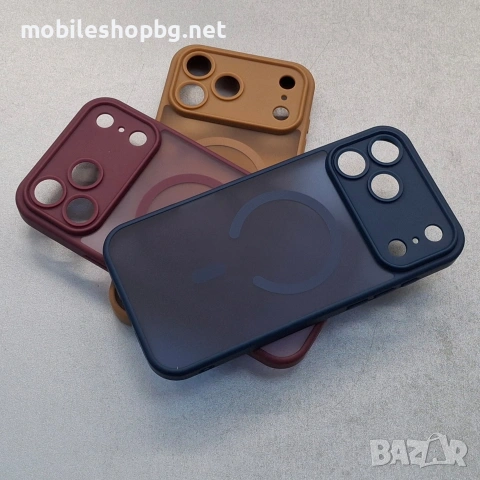 iPhone 17 Pro Max кейс MagSafe кафяв бордо тъмно син, снимка 3 - Калъфи, кейсове - 53880143