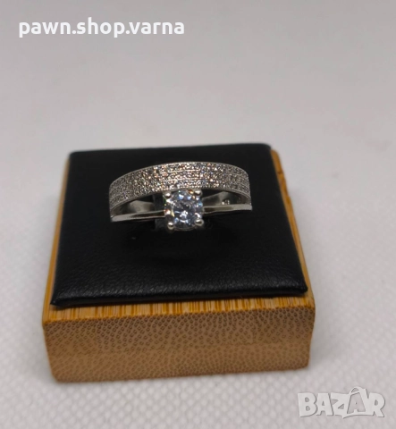 Сребърен пръстен с фианити – проба 925, нов, размер 17, снимка 3 - Пръстени - 50547564