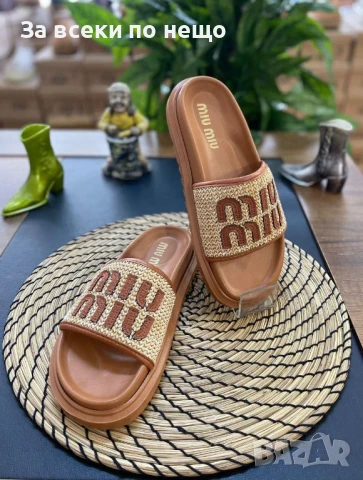 Miu Miu Дамски Чехли Миу Миу - Налични Различни Цветове Код E606, снимка 4 - Чехли - 50957638