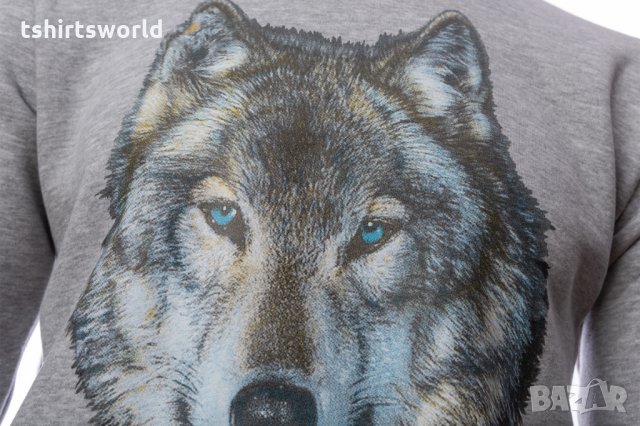 Нов мъжки суичър с трансферен печат Вълк със сини очи, в два цвята, снимка 6 - Суичъри - 27496023