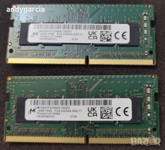 16GB DDR4 KIT 2400mhz Micron (Комплект 2x8GB DDR4) SODIMM PC4 рам памет лаптоп КИТ комплект, снимка 1