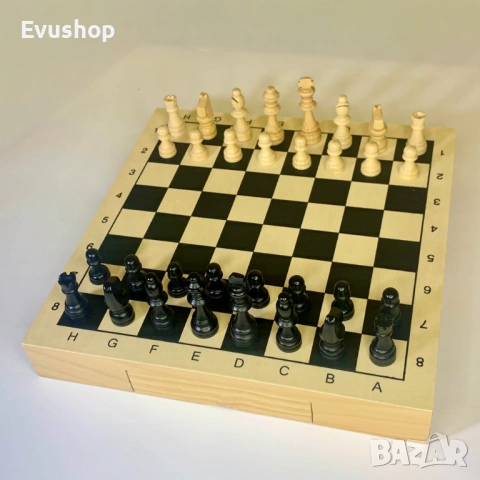 дървен шах (30x30 cm), снимка 3 - Шах и табла - 53939814